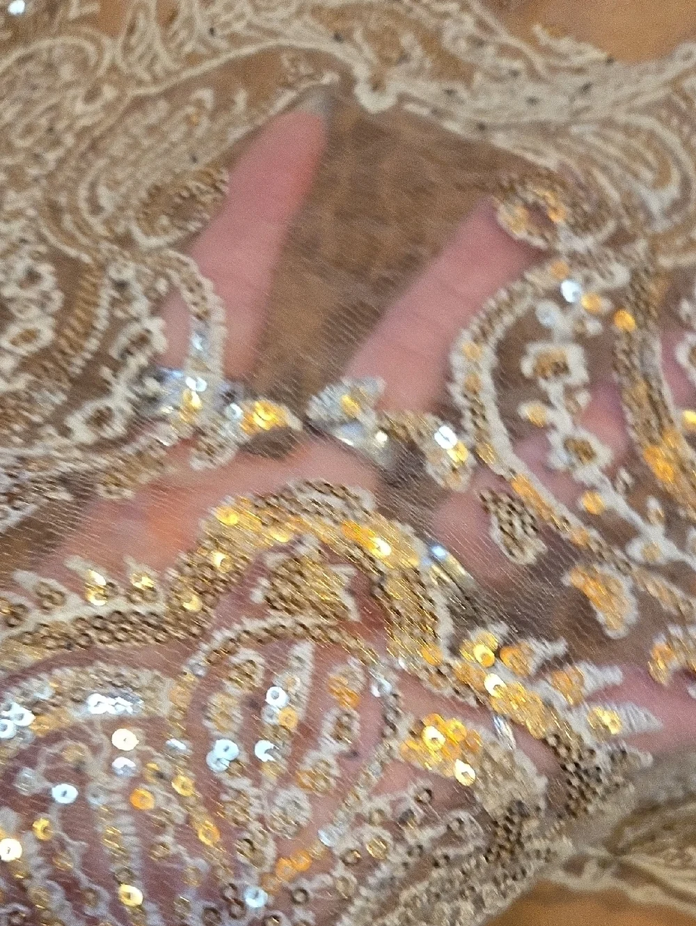 Free People Lace/Golden Sequin Overlay Double V Dress - Picture 5 of 10